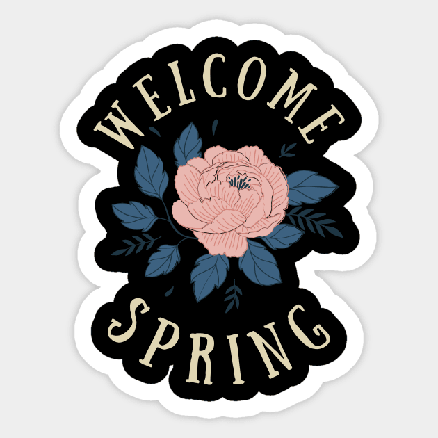 Hello Springtime Pink Flower March April May Earth Green Nature Mental Health Shirt Encouragement Love Inspirational Positivity Cute Happy Spiritual Gift Sticker by EpsilonEridani